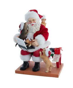 9" Fabriché™ Santa With Laptop and Pets
