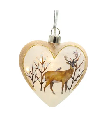 USB Lighted Glass Heart Ornament