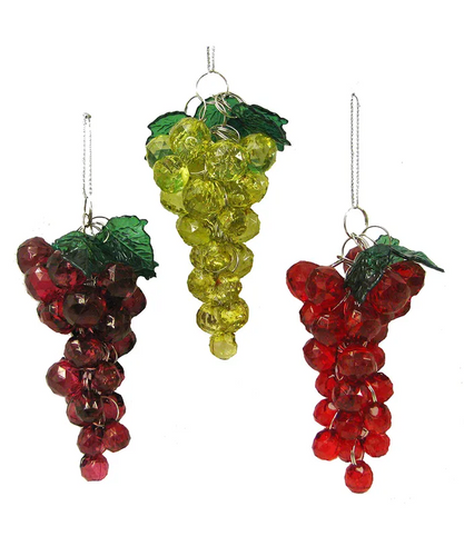 Beaded Grape Cluster Ornament: 3 Colors