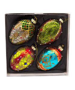 Deluxe Glass Egg Ornaments: Box Set of 4