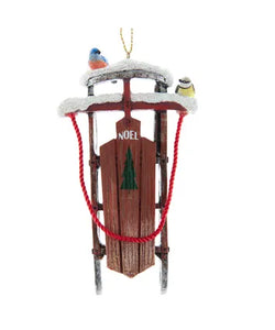 "Noel" Sled With Birds Ornament