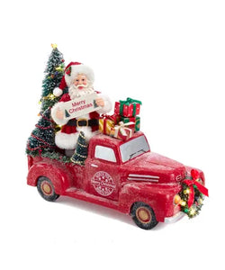 10" Battery-Operated Fabriché™ Santa Truck With Light-Up Trees