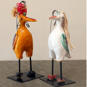 Tall Ceramic Bird (Brown, Yellow, Green, Red, Blue or White)