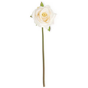 14 INCH WHITE REAL TOUCH FULL BLOOM ROSE STEM