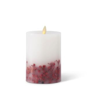 White Wax Red Berry Luminara Indoor Pillar/White Wax Pinecone Luminara Indoor Pillar