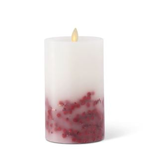 White Wax Red Berry Luminara Indoor Pillar/White Wax Pinecone Luminara Indoor Pillar