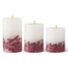 White Wax Red Berry Luminara Indoor Pillar/White Wax Pinecone Luminara Indoor Pillar