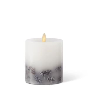 White Wax Red Berry Luminara Indoor Pillar/White Wax Pinecone Luminara Indoor Pillar