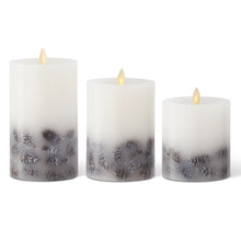 White Wax Red Berry Luminara Indoor Pillar/White Wax Pinecone Luminara Indoor Pillar