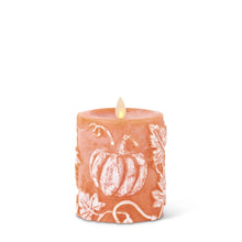 Orange Pumpkin Embossed Wax Indoor Pillar Luminara Candles w/Re