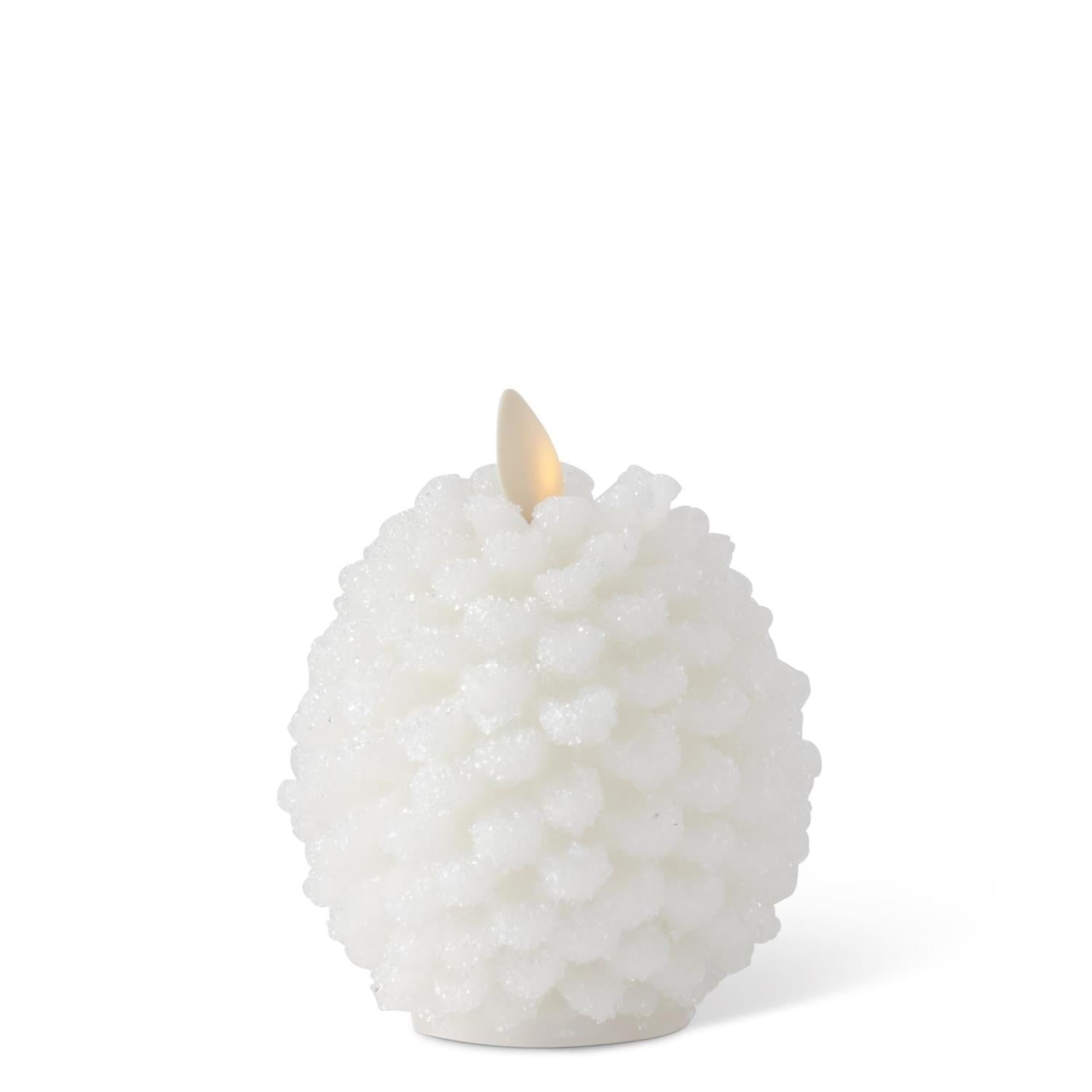 White Wax Snowy Pinecone Luminara Indoor Candle 4.5
