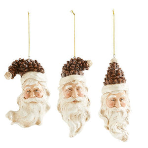 PINECONE SANTA HEAD ORNAMENT