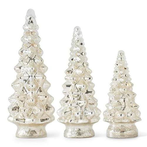 MERCURY GLASS CHRISTMAS TREES W/TIMERS