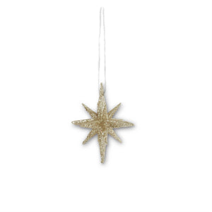2 Inch 9 Point Gold Glitter Star Ornament