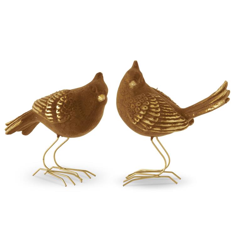 Gold Flocked Bird w/Metal Legs