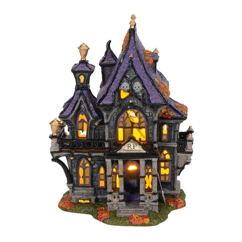 Puckett's Funerarium Snow Village Halloween