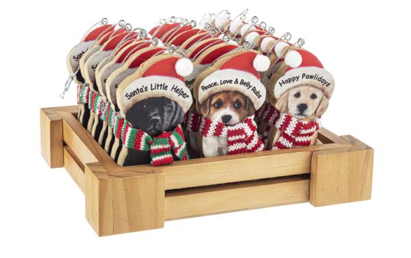 Dogs Ornaments in a Crate