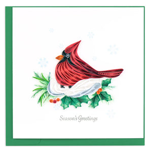 Quilled Snowy Cardinal Christmas Card