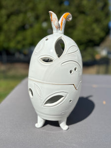 Ceramic Egg Candle Holder with Lid (Large)