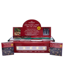 19' 50-Light Battery-Operated Warm White LED Fairy Light Set