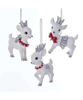 Red and Silver Baby Deer Ornament