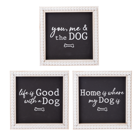 Dog Text with Beaded Frame Wall Decor