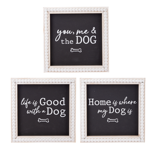 Dog Text with Beaded Frame Wall Decor