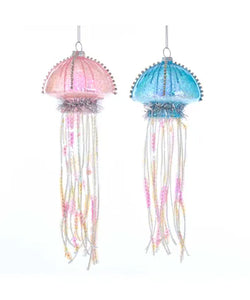 Glass Blue and Pink Jellyfish Ornament