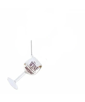 Glass Wine Glass With Sayings Ornament