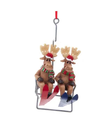 Moose Family Of 2 On Ski Lift Ornamen