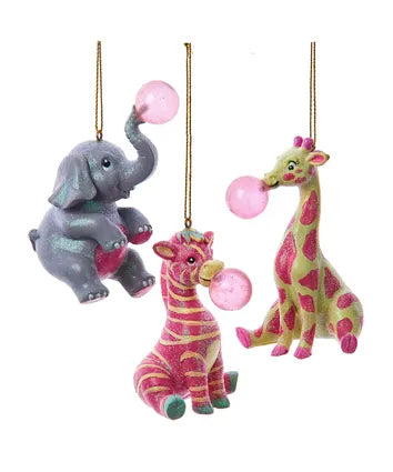 Giraffe, Zebra and Elephant Ornament