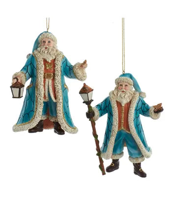 Santa Wearing Teal Coat Ornament