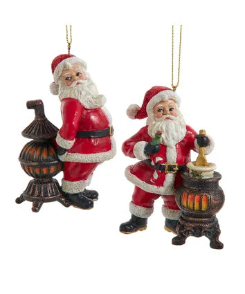 Traditional Nostalgic Santa With Stove Ornament