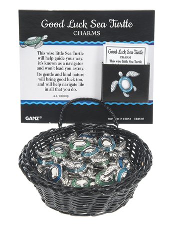 Good Luck Sea Turtles Charms in a Basket