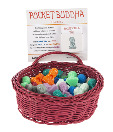 Pocket Buddha Charms in a Basket