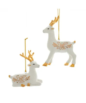 Gold & White Porcelain Deer Ornament