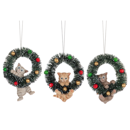 Cat in Wreath Ornament
