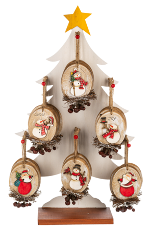 Santa & Snowman w/Bell Ornament