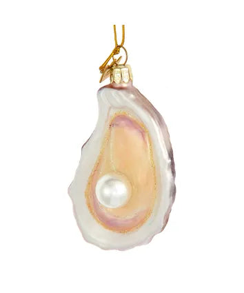 Noble Gems™ Glass Oyster Shell With Pearl Ornament