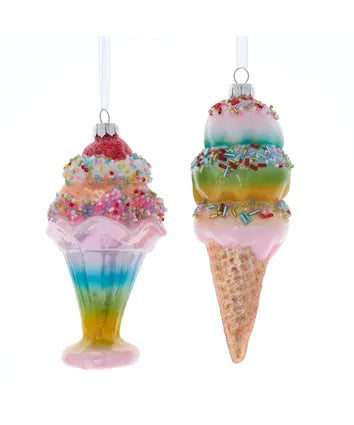 Glass Colorful Ice Cream Ornament 6”