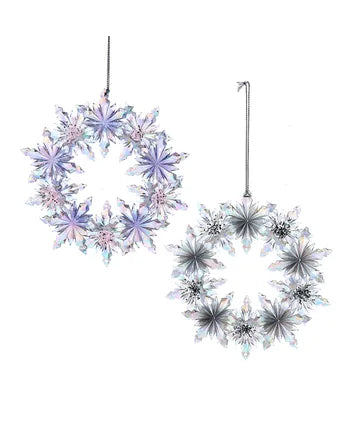 Lavender & Clear Iridescent Wreath Ornament