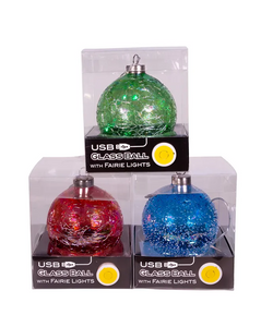 Colorful USB Glass Ball Ornament 100mm