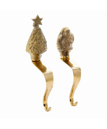 Brass Santa / Tree Stocking Hangers