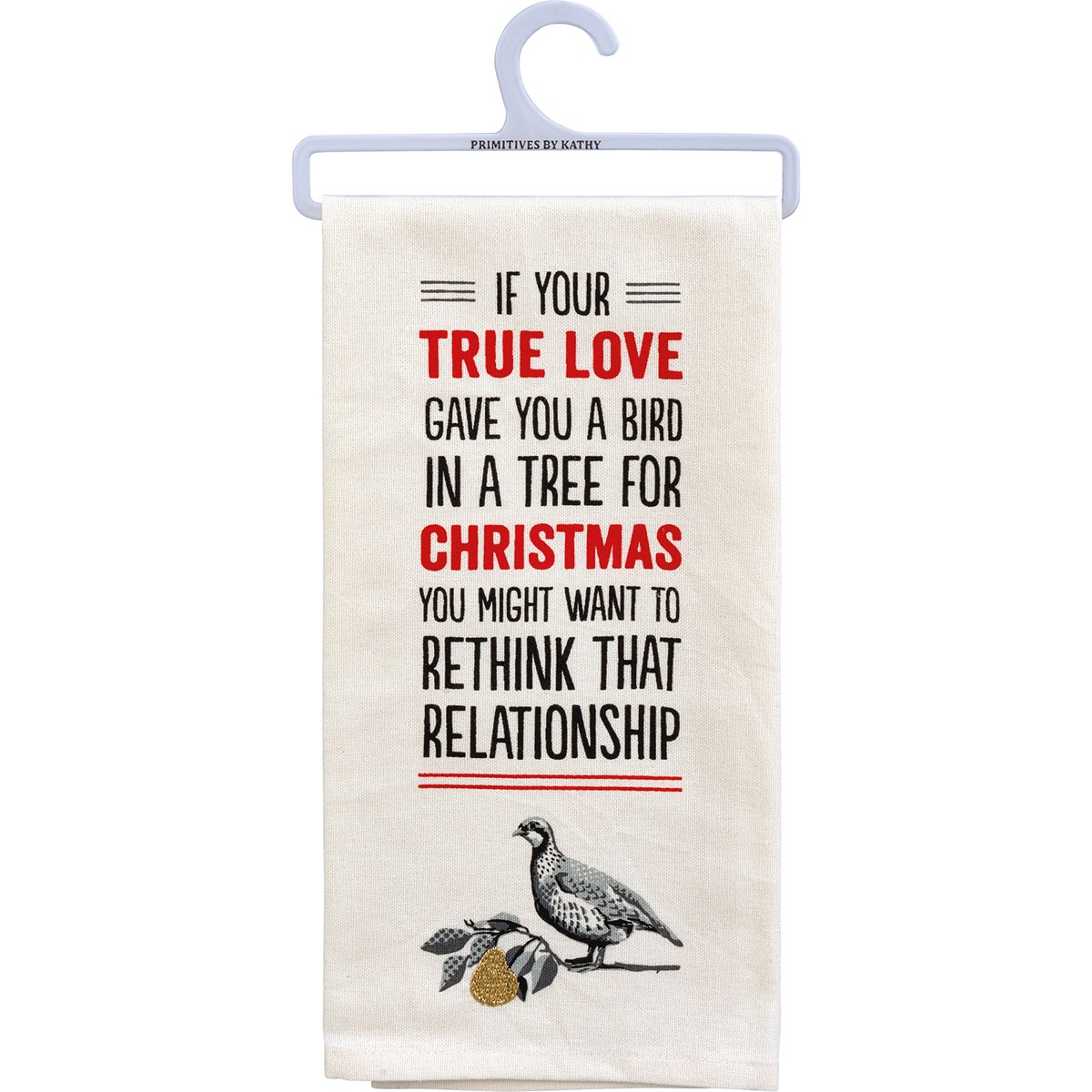 “True Love Partridge in a Pear Tree” Funny Christmas Kitchen Towel