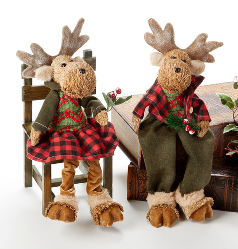 Dangle Legs Straw Moose Stuffed Figure