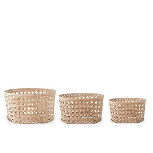 Set of 3 Open Weave Bamboo Oval Nesting Baskets