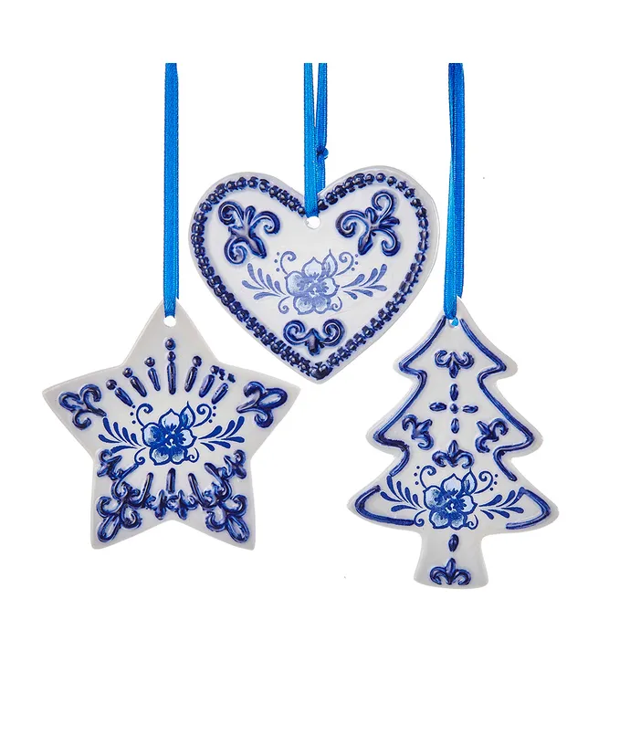 Delft Blue Shaped Ornament 3”