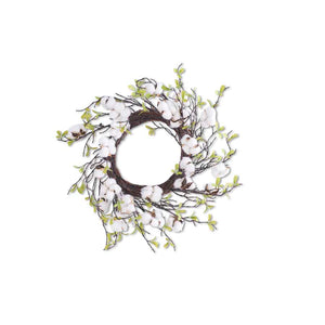 Cotton Wreath with Leaves 27"