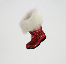 Red Glitter Santa Boot Orn Set Of 2
