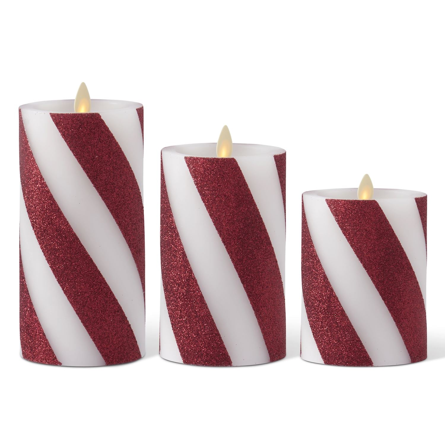 THICK CANDY STRIPED WAX LUMINARA INDOOR PILLAR CANDLE W/RE